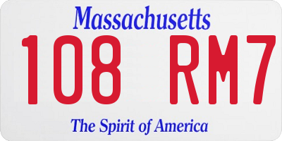 MA license plate 108RM7
