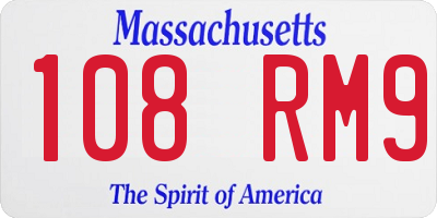 MA license plate 108RM9