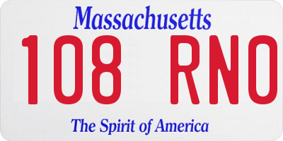 MA license plate 108RN0
