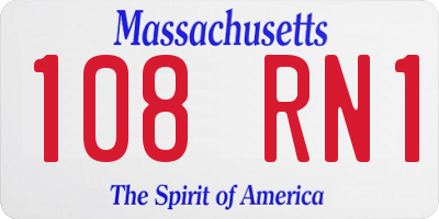 MA license plate 108RN1