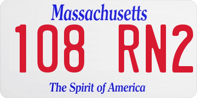 MA license plate 108RN2