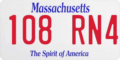 MA license plate 108RN4