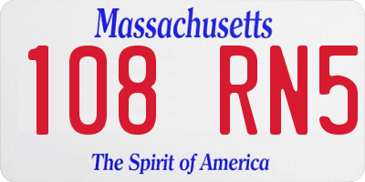 MA license plate 108RN5