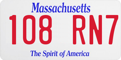 MA license plate 108RN7