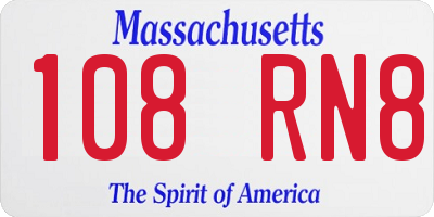 MA license plate 108RN8