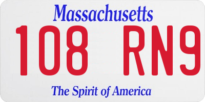 MA license plate 108RN9