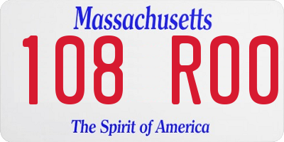MA license plate 108RO0