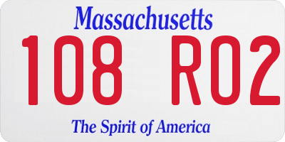 MA license plate 108RO2