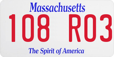 MA license plate 108RO3