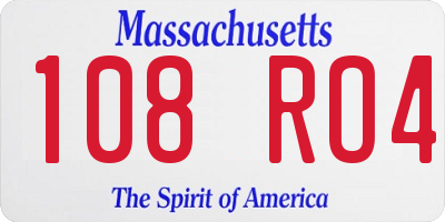 MA license plate 108RO4