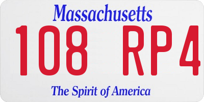 MA license plate 108RP4