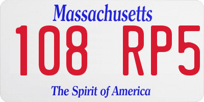 MA license plate 108RP5