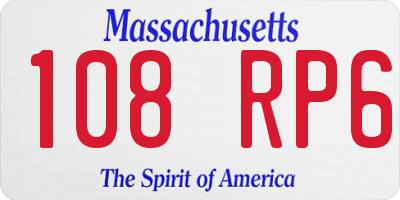 MA license plate 108RP6