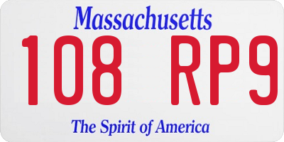 MA license plate 108RP9