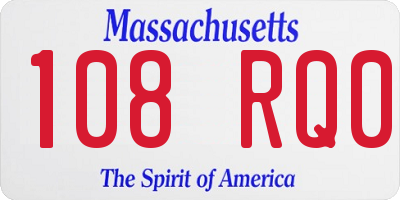 MA license plate 108RQ0