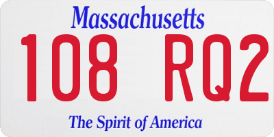 MA license plate 108RQ2