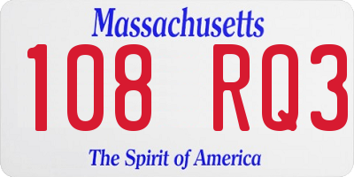 MA license plate 108RQ3