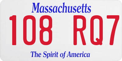 MA license plate 108RQ7