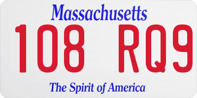 MA license plate 108RQ9