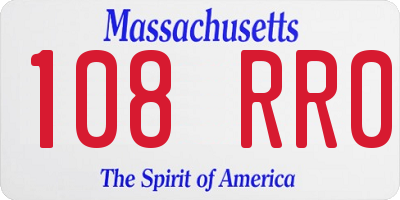 MA license plate 108RR0