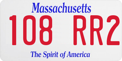 MA license plate 108RR2
