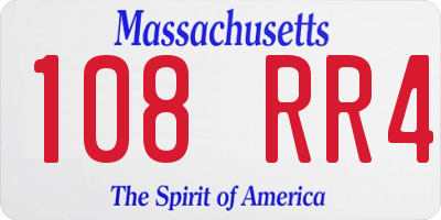 MA license plate 108RR4