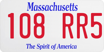 MA license plate 108RR5