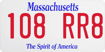 MA license plate 108RR8