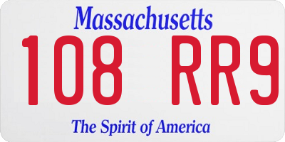 MA license plate 108RR9