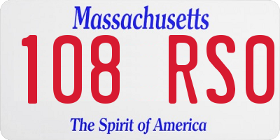 MA license plate 108RS0