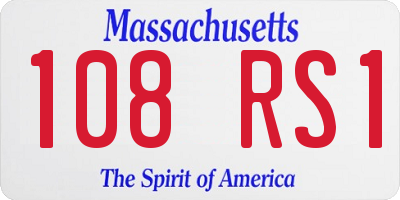 MA license plate 108RS1