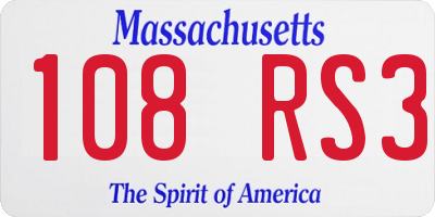 MA license plate 108RS3