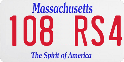 MA license plate 108RS4