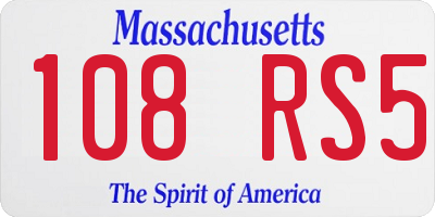 MA license plate 108RS5