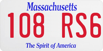 MA license plate 108RS6