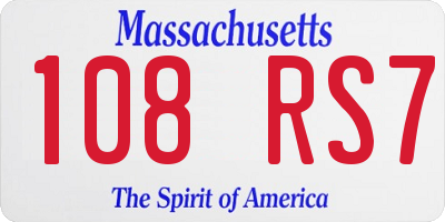 MA license plate 108RS7