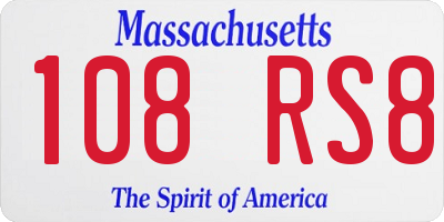 MA license plate 108RS8