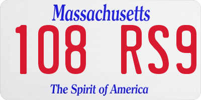MA license plate 108RS9