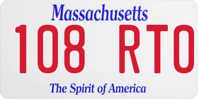 MA license plate 108RT0