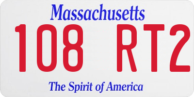 MA license plate 108RT2