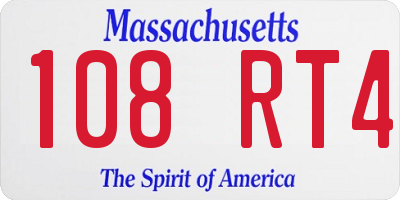 MA license plate 108RT4