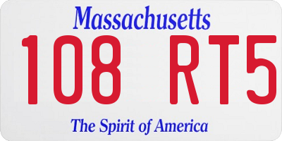 MA license plate 108RT5