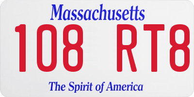 MA license plate 108RT8