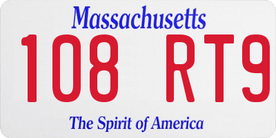 MA license plate 108RT9
