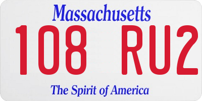 MA license plate 108RU2