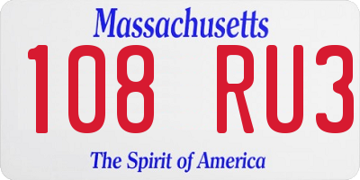 MA license plate 108RU3
