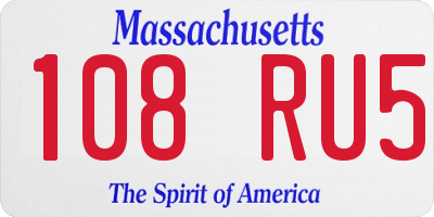 MA license plate 108RU5