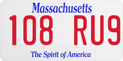 MA license plate 108RU9