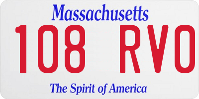 MA license plate 108RV0