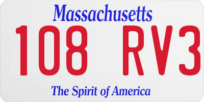 MA license plate 108RV3